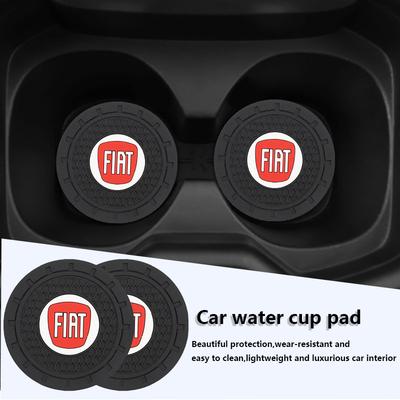 2 Pièces Porte-gobelet de Voiture Logo PVC Tapis Antidérapant Accessoires Pour Fiat Abarth 500e Panda Tipo FR Argo Freemont Viaggio Bravo