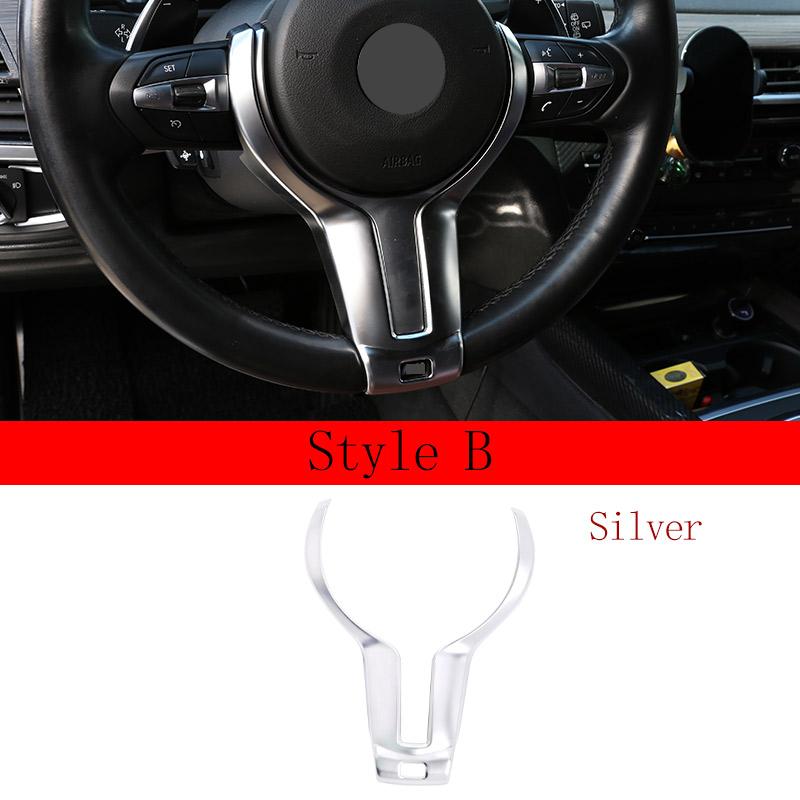 

For BMW F20 F22 F21 F30 F32 F33 F36 F06 F12 F13 X5 F15 X6 F16 M-Sport Carbon Fiber Steering Wheel Trim Car Accessories Style B Silver