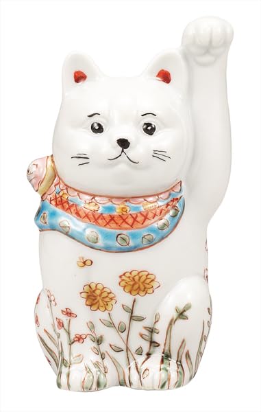 

Kutani Ware Iwataya 4 with Flower Garden No. Maneki-neko (Lucky Cat) K9-1544