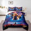 The Marvels Marvel Studios Movie Poster Bedding Set, Cosmic Blue Purple Red with Carol Danvers Captain Monica and Ms Marvel, Superhero Duvet Cover
