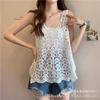 Design Sense Niche Summer New Crochet Hollow Knitted Vest Loose Suspenders Sleeveless Blouse Top Women