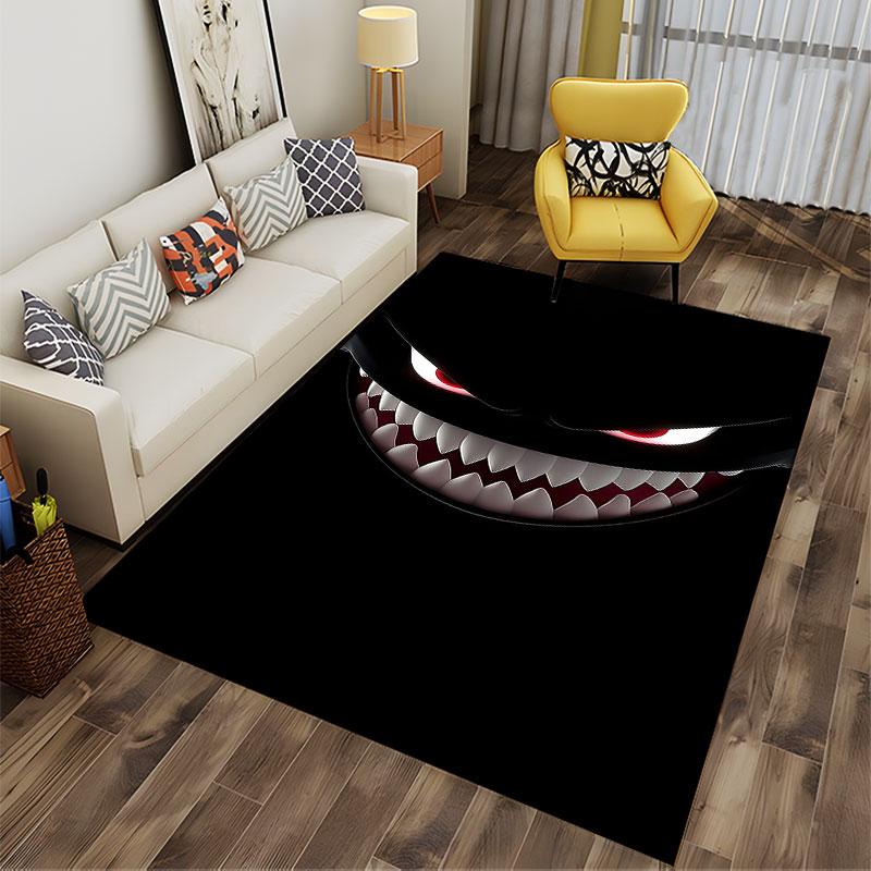 Dark Grinning Face Art Carpet suitable as a non-slip mat for the living room or bedroom sofa