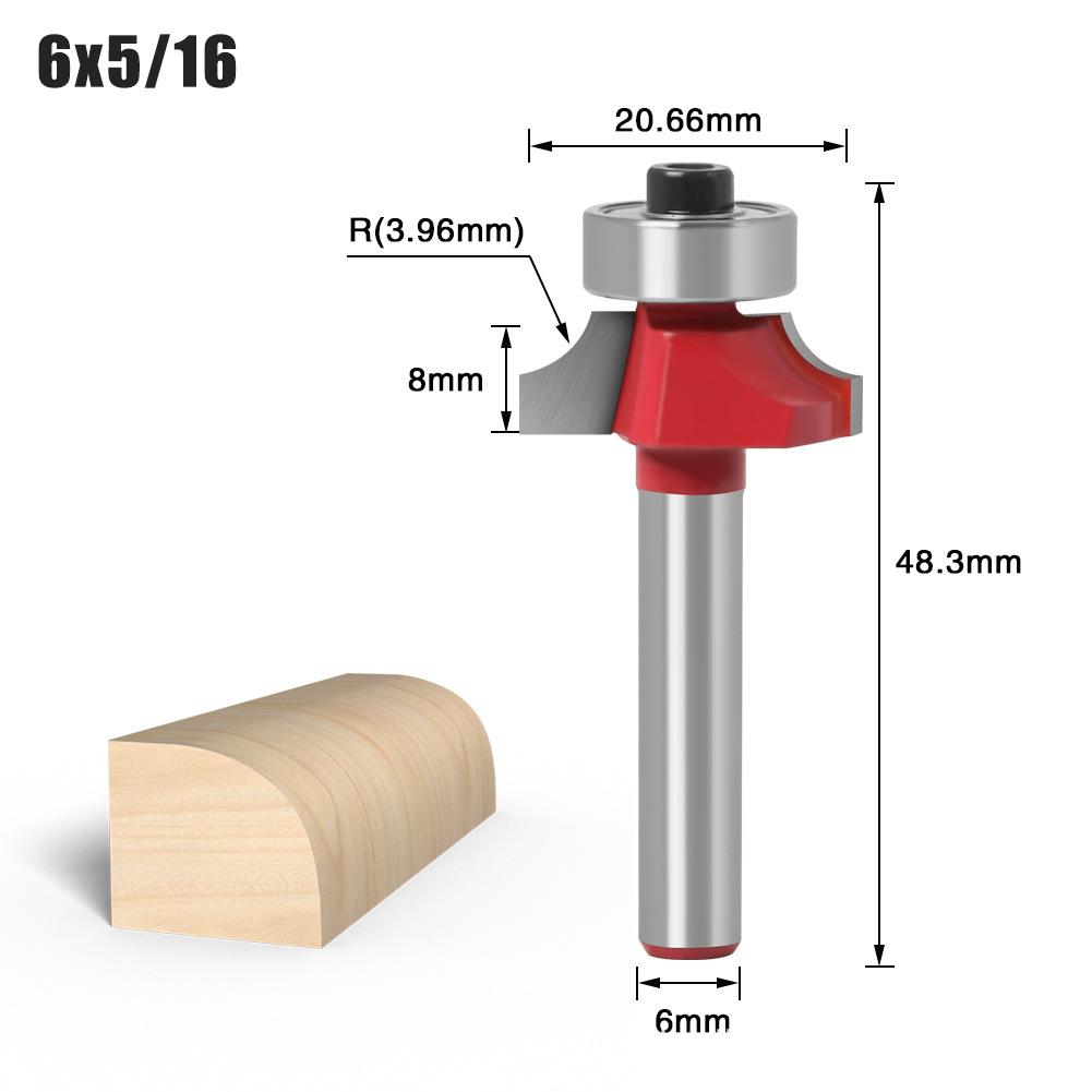 Woodworking Bearing Round Corner Cutter Trimming Machine Cutter Head Chamfering Slotting Engraving Woodworking Cutter Gong Cutter 1/4 Handle 6 Handle