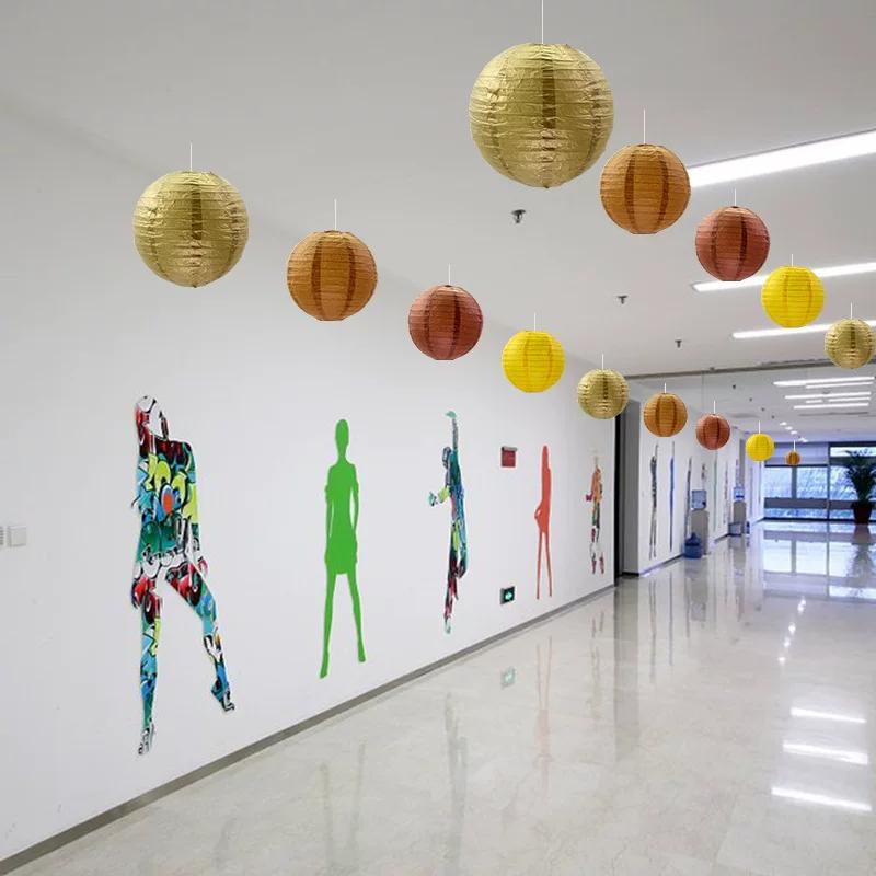 Multicolor Foldable Round Paper Lantern Balls Hanging Lampshade Decor for Wedding Baby Shower Christmas Holiday Party Supplies