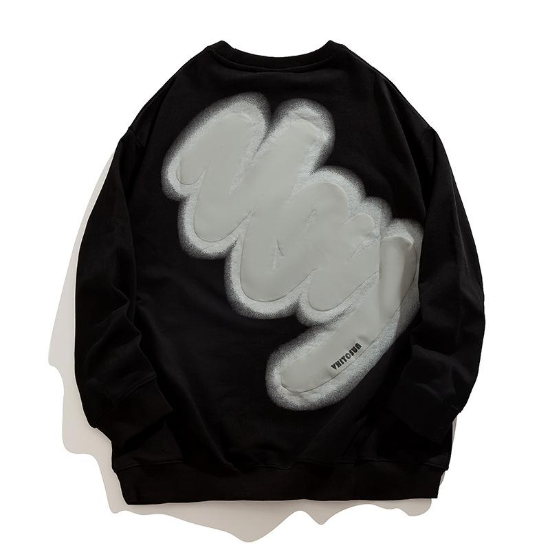 

Принтованная мягкая высококачественная ткань, не мнущаяся, мужская уличная спортивная повседневная дышащая свободного кроя модная трендовая удобная кофта с длинным рукавом 2XL чёрный