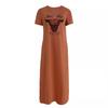 European and American new models, comfortable casual women's clothing, short-sleeved round neck retro bull's head letter color printed dress