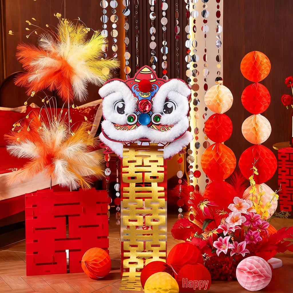 Wedding Decoration Set: Bride’s Bedroom, Living Room & Photography Props with Origami Lion Ornaments