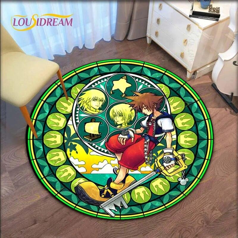 

Коврик с мультяшным узором Kingdom Hearts, круглый ковер для гостиной, спальни, подарок, украшение для дома