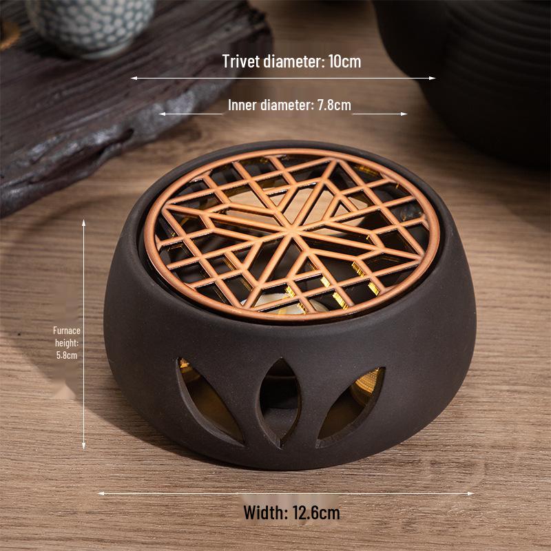Handmade Japanese Tea Set: Warm Tea Stove & Candle Holder with Teapot