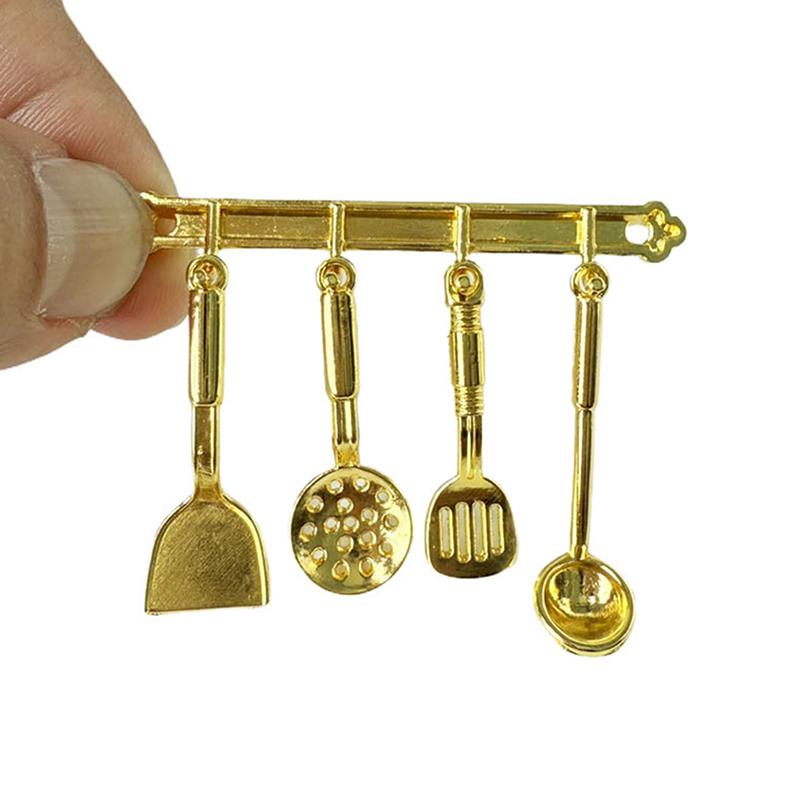 1Set 1:12 Dollhouse Miniature Spatula Slotted Spoon Kitchen Model Decor Toy Doll House Accessories