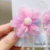 Hairpin Gradient Organza Flowers Bowknot Imitation Pearl Decor with Beaded Tassel Hair Clip