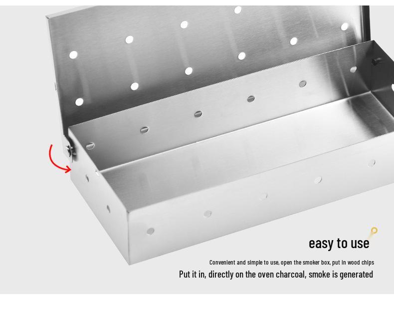 Stainless Steel Smoker Box for BBQ Seasoning with Charcoal & Fruit Wood