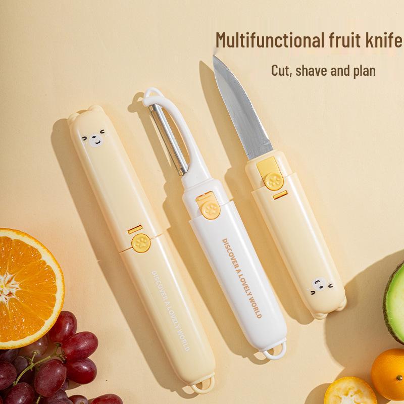 Folding Dual-Headed Fruit Knife & Peeler - Portable & Multifunctional for Home Use