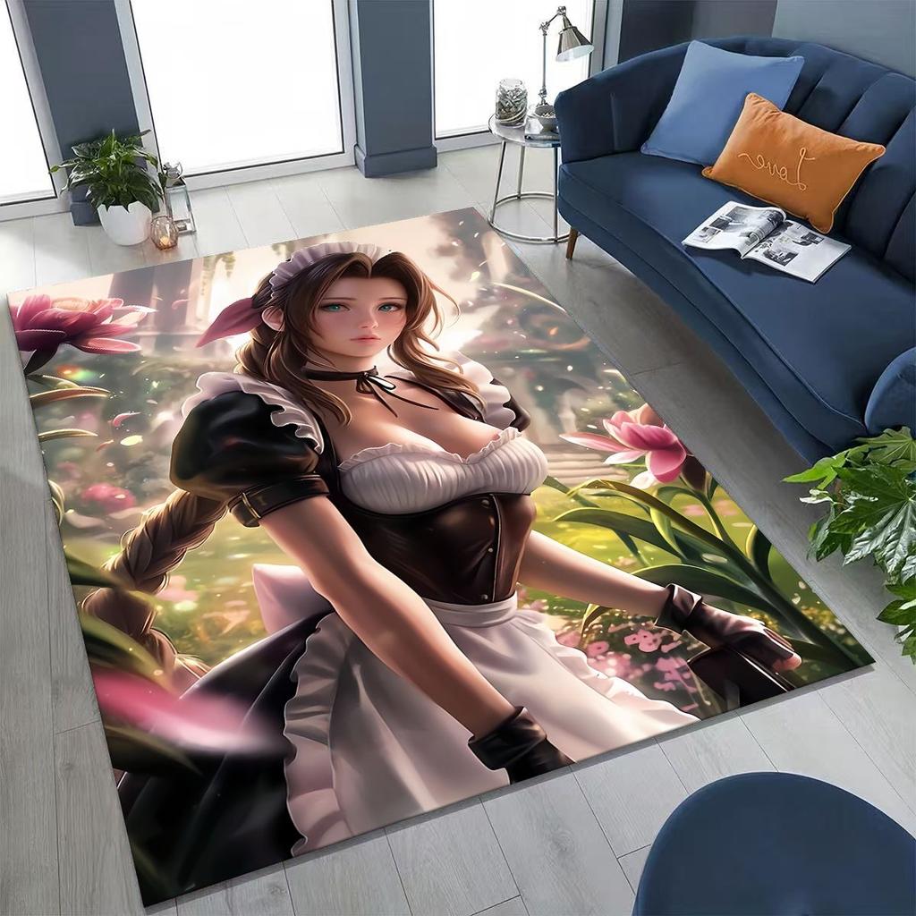 Cartoon Final Fantasy Sephiroth Cloud Tifa Game Rug for Bedroom Living Room Sofa Home Doormat Decor, Large Non-slip Floor Mat