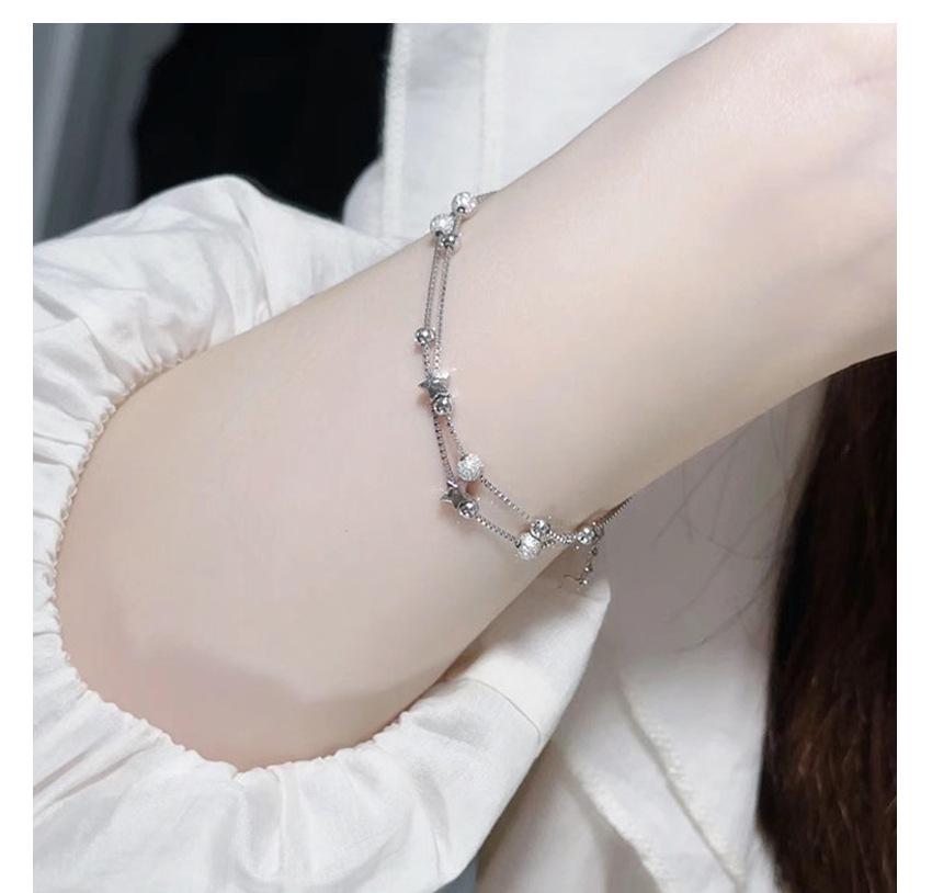 S925 Sterling Silver Starry Sky Double Layer Bracelet - Women's Elegant Light Luxury Jewelry