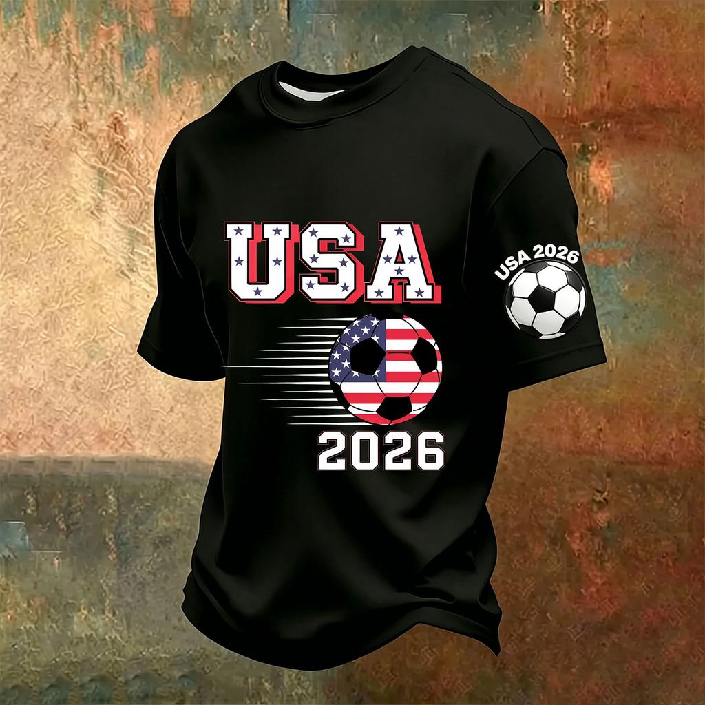 Men's V-Neck Printed Short Sleeve T-Shirt, Lightweight Breathable Casual Summer Top
