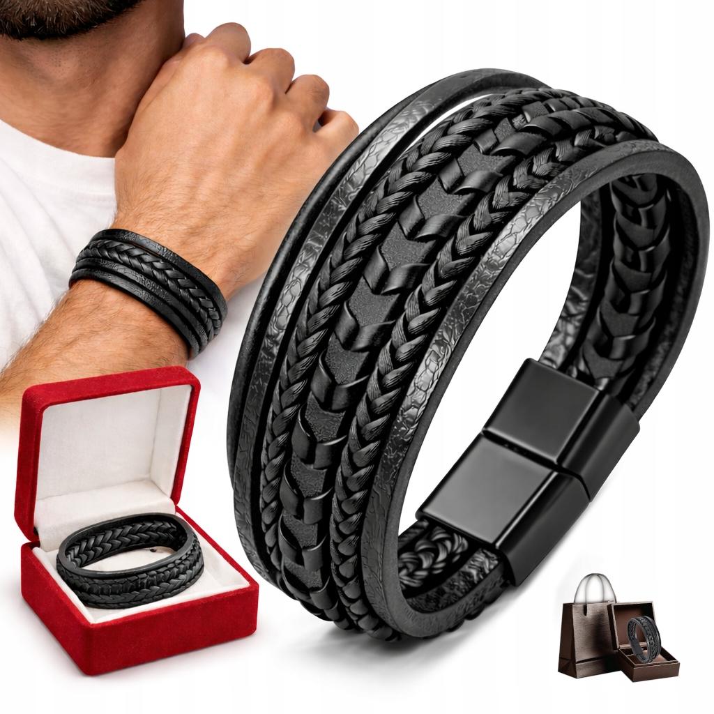 Men' Titanium Leather Bracelet Italian Elegant Wrist Bracelet