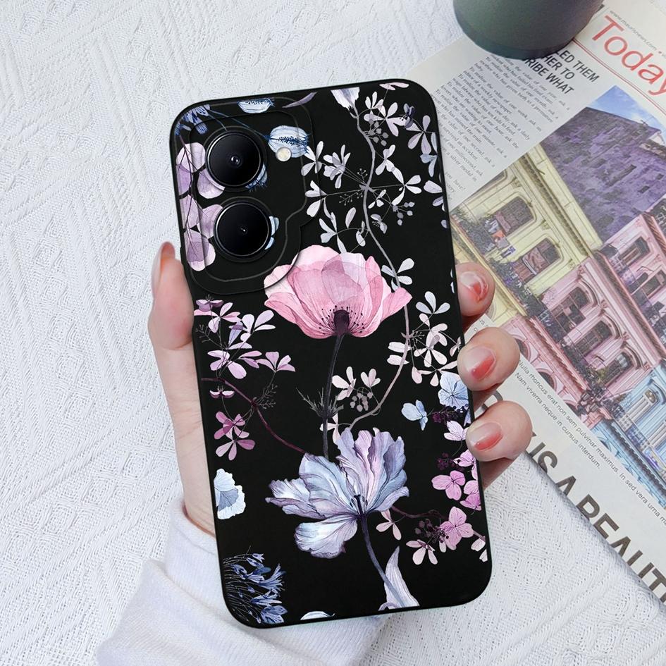 For OPPO Realme GT Neo2 3 C33 C55 C35 C20 C30 C31 Case Fashion Flower Avocado Protective Square Liquid Silicone Soft TPU For Realme Funda Coque Bumper