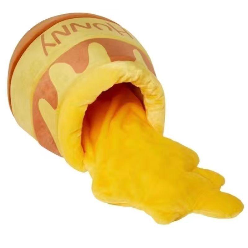 Calda Tana in Peluche Winnie the Pooh con Vasetto di Miele per Gatti e Cani - Design Carino Semi-Chiuso