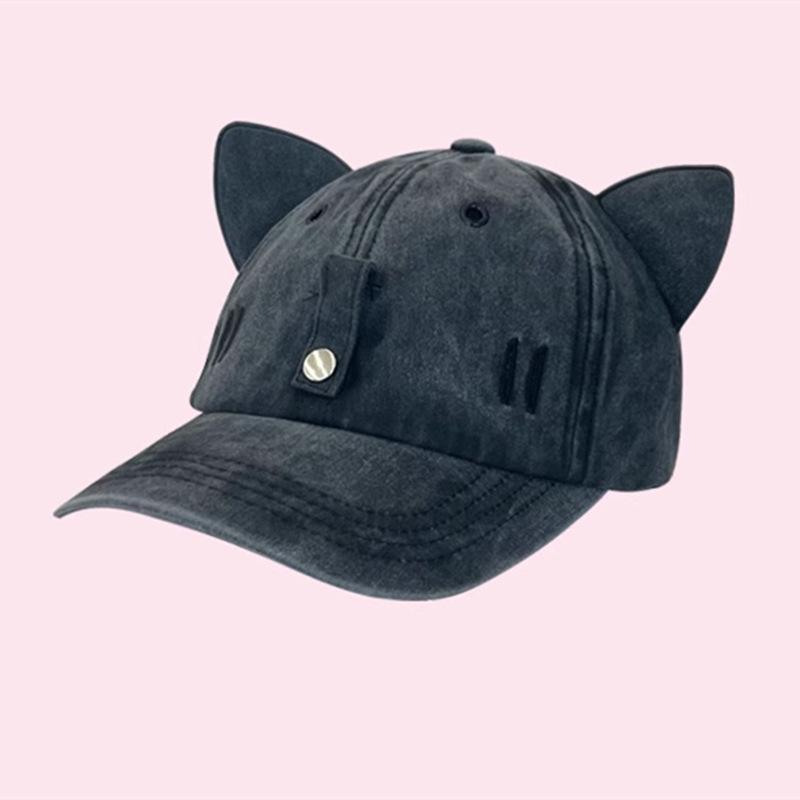 New Cat Ears Sunglasses Baseball Cap Y2K Cotton Washed Pilot Snapback Caps Gorras Women And Men Outdoor Sunshade Sun Hats Unisex