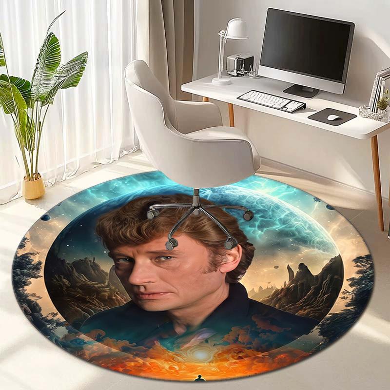 French legendary rock singer and actor Johnny Hallyday Round Carpet Soft Home Decoration Corridor Table and Chair Anti slip Outdoor Floor Mat rug H1