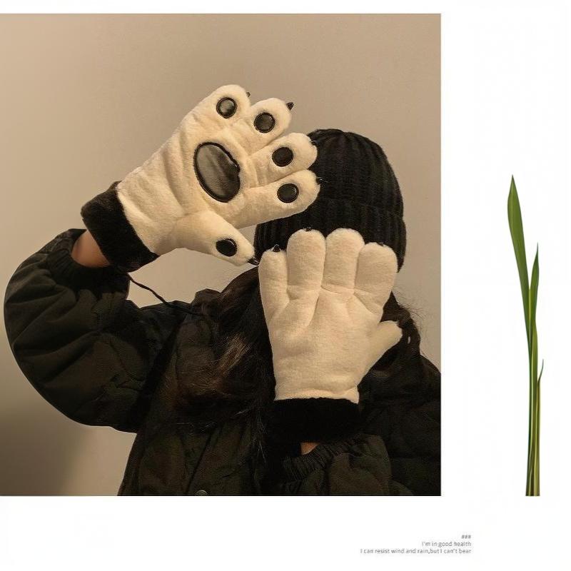 Cute Plush Thick Bear Paw Warm Gloves Claw Paw Plush Mittens Women Jk Gloves Winter Outdoor Cosplay Gloves Couple Accessories