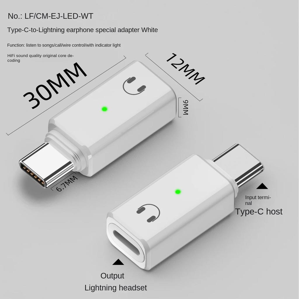 IOS Female to Type C Male Adapter For Xiaomi Huawei POCO Wired Headset Converter OTG USBC to lightning Earphone Audio AUX