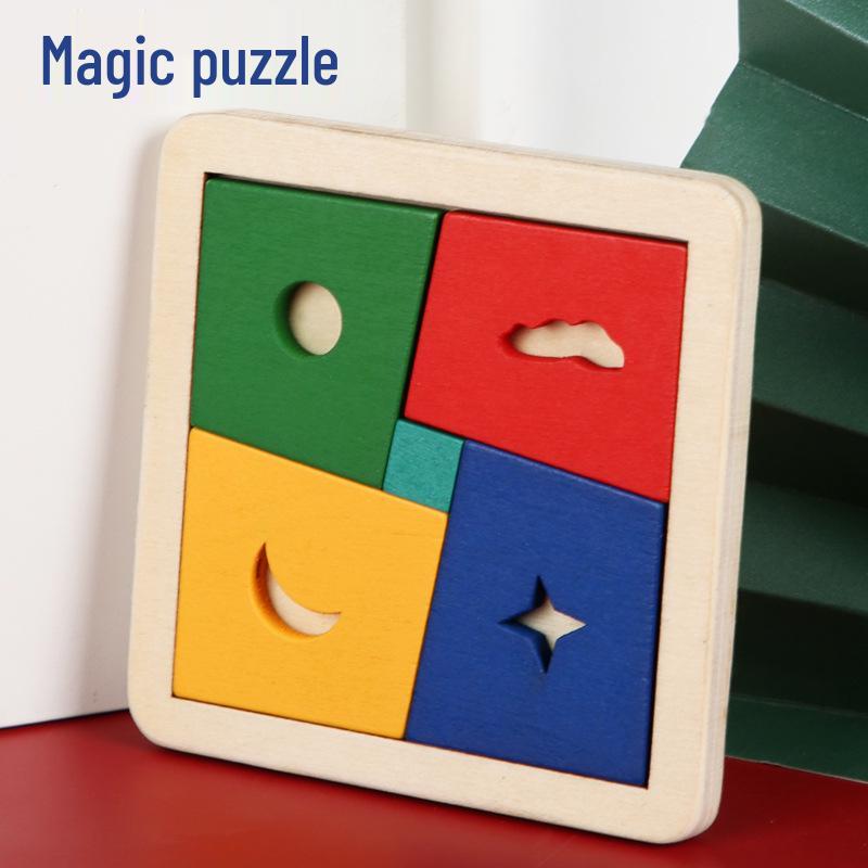 Hexagonal Wooden Geometric Puzzle Blocks for Kids 