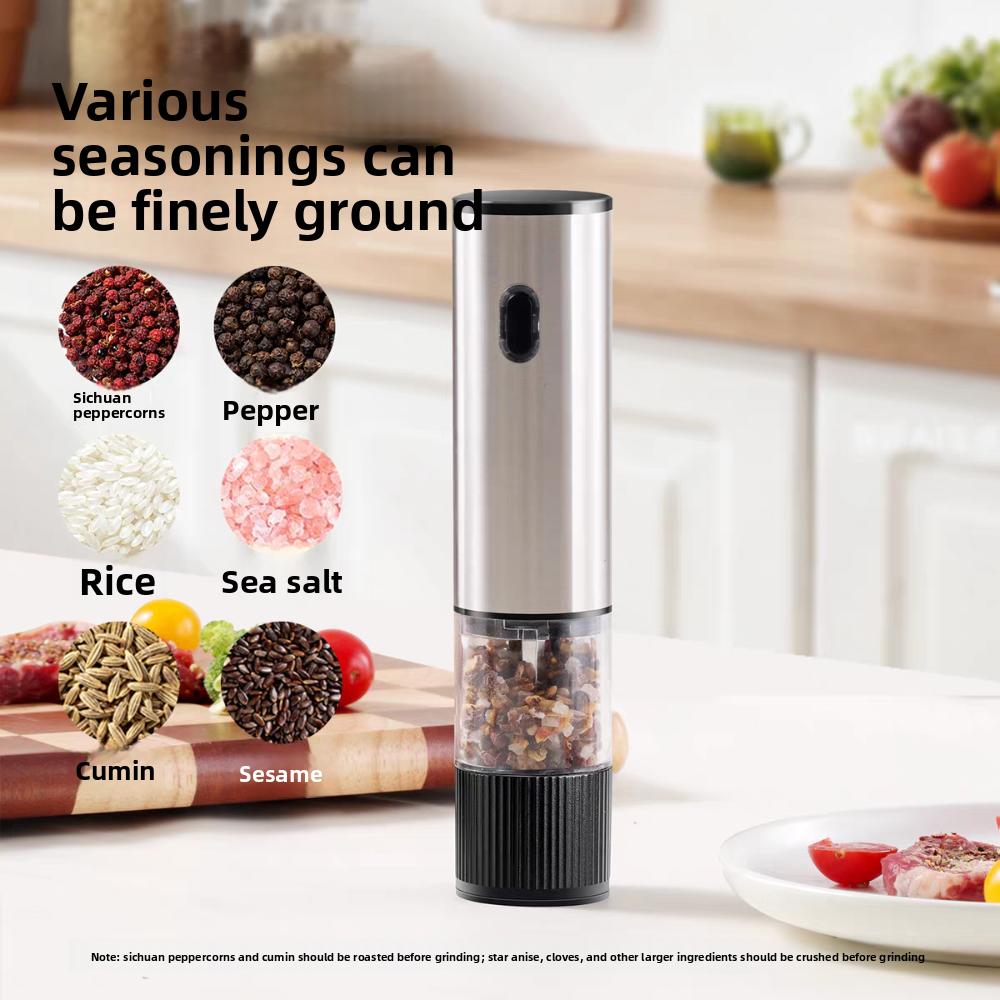 Adjustable Coarseness Electric Salt Grinder Large Capacity One Click Start Automatic Spices Grinder One Hand Operation Sealed