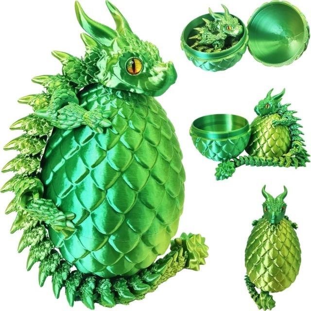 3D Printed Double Horned Dragon Egg Set, Movable Joint Creative Fidget Toy, Kids Gift Home Decor Ornament