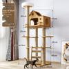 Solid Wood Large Cat Tree with Space Capsule and Jumping Platform
