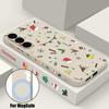 Christmas Pattern Magnetic Case For Samsung Galaxy S24 S23 S22 Ultra Plus S24 S23 FE For Magsafe Wireless Charge Lanyard Cover