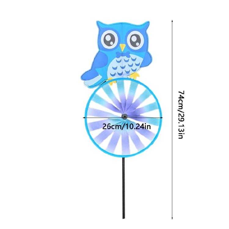 Child Friendly Owl Animal Windmill Outdoor Decoration Whirling Motion Toy Plastic Fabric Easy Install Yard Landscape Art