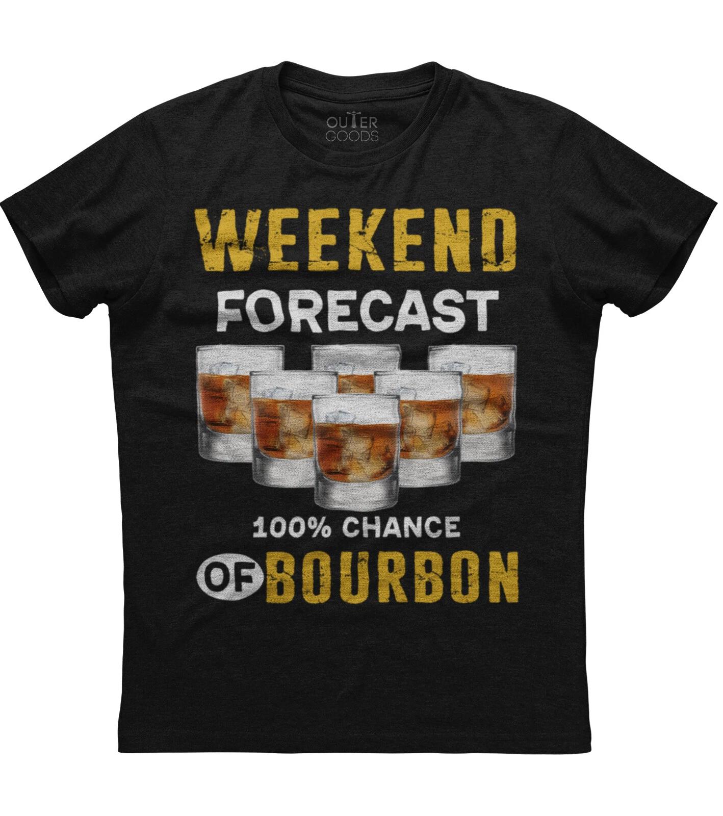 Weekend Forecast Funny Bourbon Mens Short Sleeve New Cotton Black T-shirt XL