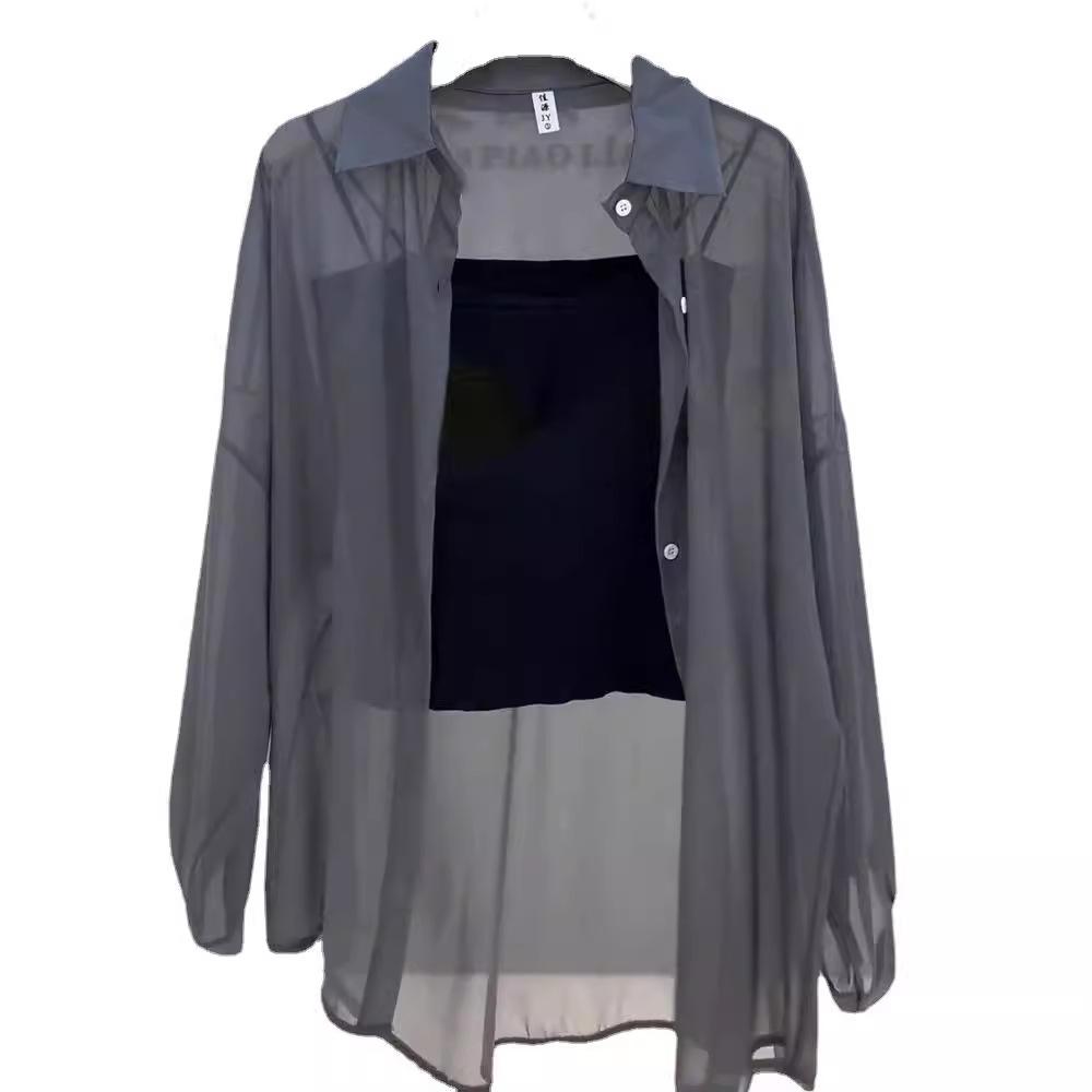 

Pearlescent Yarn Sunscreen Shirt Jacket Women s Summer Thin Ice Feeling Super Slippery Commuter Outer Cardigan Lightweight Top XS