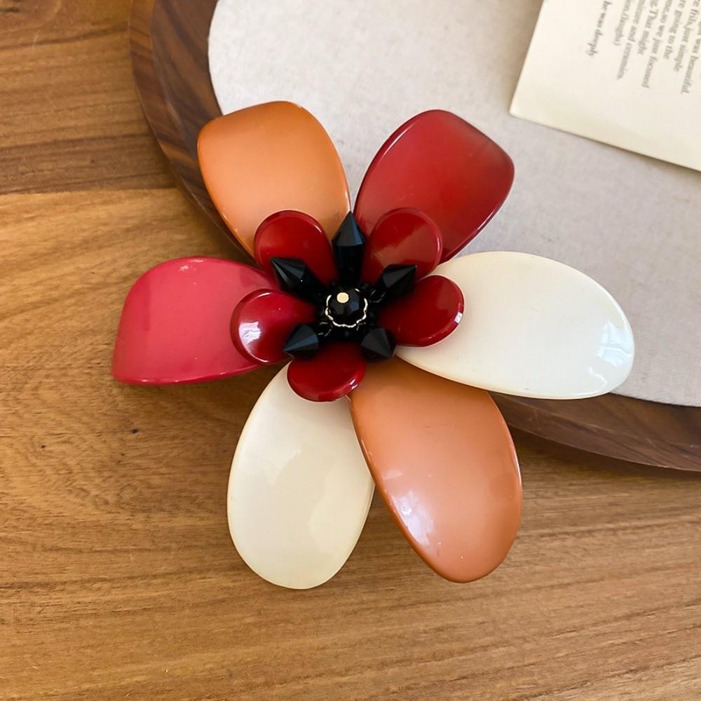 Multi Floral Petal Acrylic Flower Brooch Vintage Colors Clothes Pin  Clothes Accessories