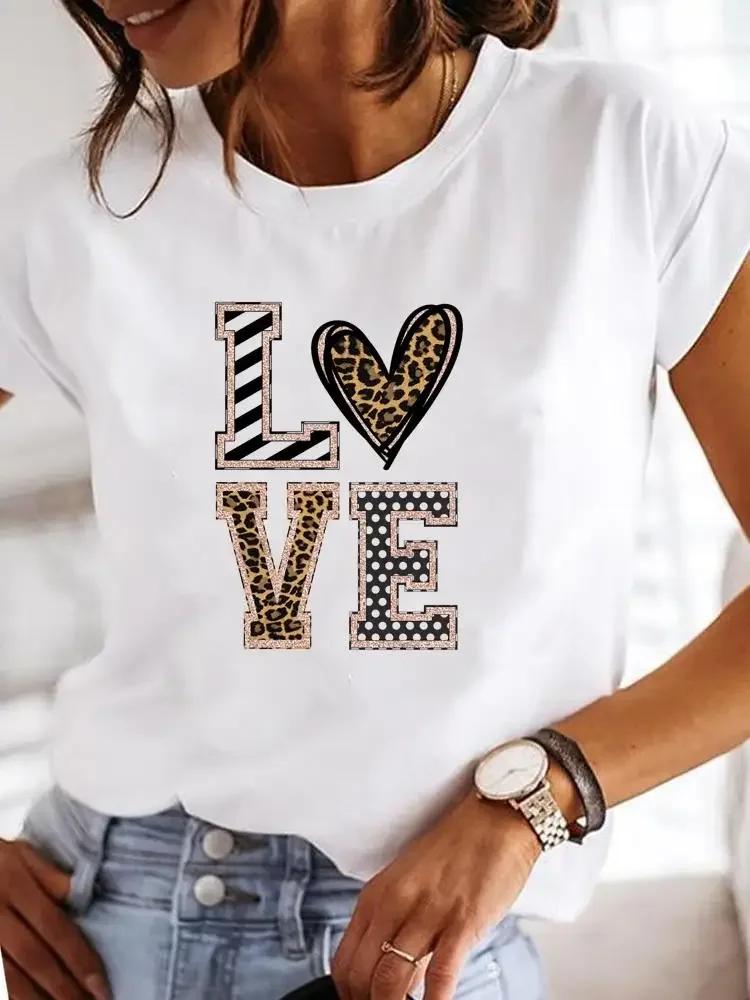 Casual Cotton Ladies Fashion Female Graphic Tee Short Sleeve Women Love Heart Trend Sweet Print Summer T Clothing T-shirts 2024