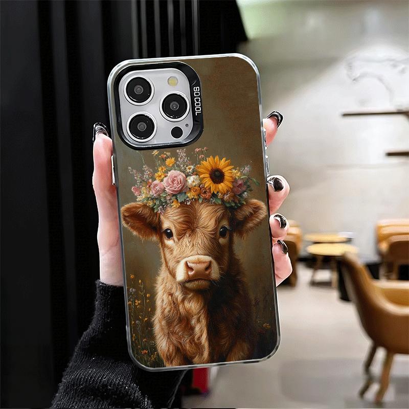 Cute Highland Cow Shockproof Phone Case for iPhone 17 Air 16 16E 15 Pro Max 14 Plus 13 Mini 12 Back Cover Anti Fall Fundas