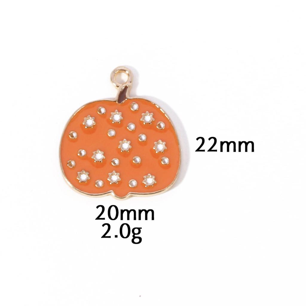 10 Pcs Zinc Based Alloy Autumn Style Halloween Charms Orange Pumpkin Enamel Gold Color Metal Pendants For DIY Jewelry Making