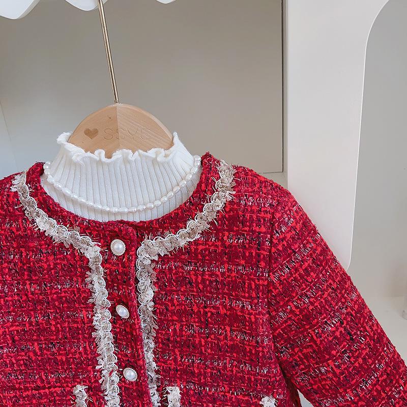 Jesień/Zima 2025 Uroczy Bawełniany Ciepły Dwuczęściowy Zestaw dla Dziewczynek w Francuskim Stylu