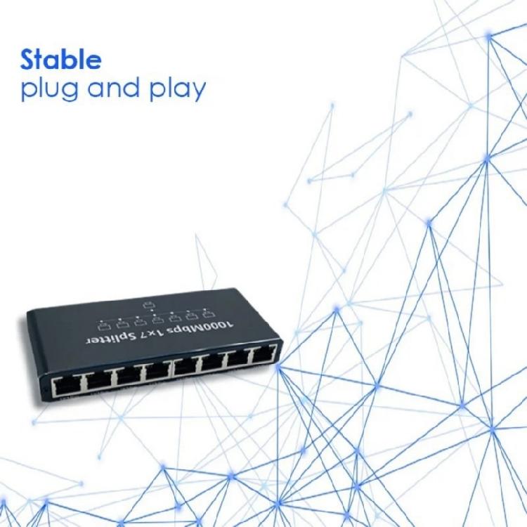 Fast Speed RJ45 Ethernet Splitter 7 Port Networking Hubs Supports 1000Mbps Data Transfer And ABS Housing