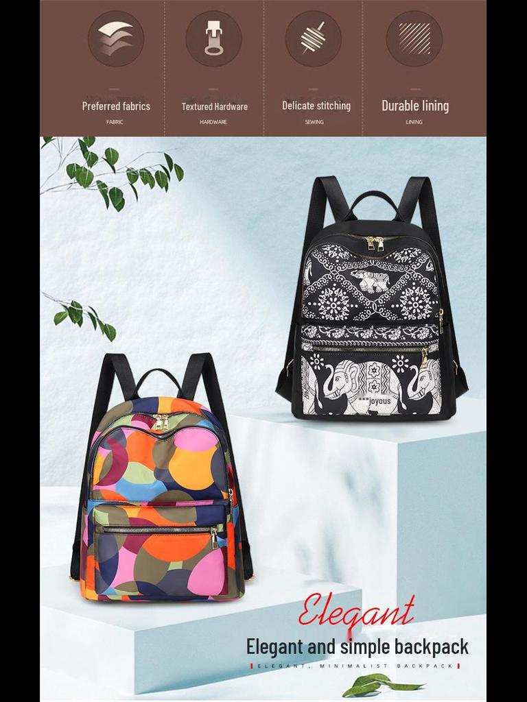 Damski Modny Plecak Podróżny z Tkaniny Oxford - Lekki, Casualowy, Drukowana Torba na Ramię