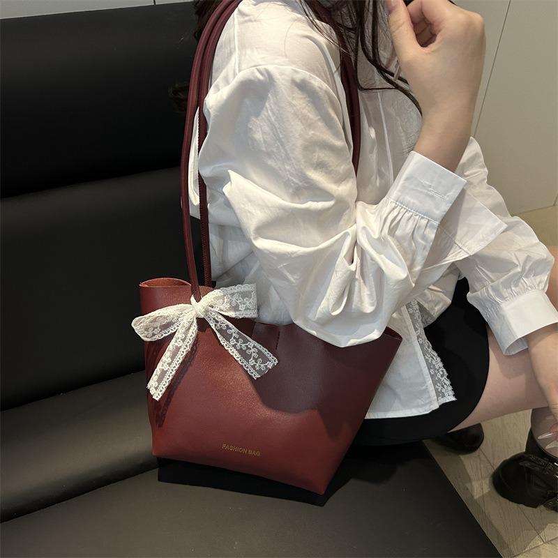 New solid color trendy shoulder bag large capacity portable tote bag simple fashion underarm bag women's bag