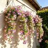 Artificial Morning Glory Flowers Realistic Silk Eucalyptus Leaves Wall Decoration Fake Morning Glory Flower Ornaments for Garden