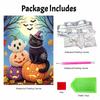 Halloween Black Cat Pumpkin Pearl Painting Art Full Pearl Handmade Diy Home Decorations