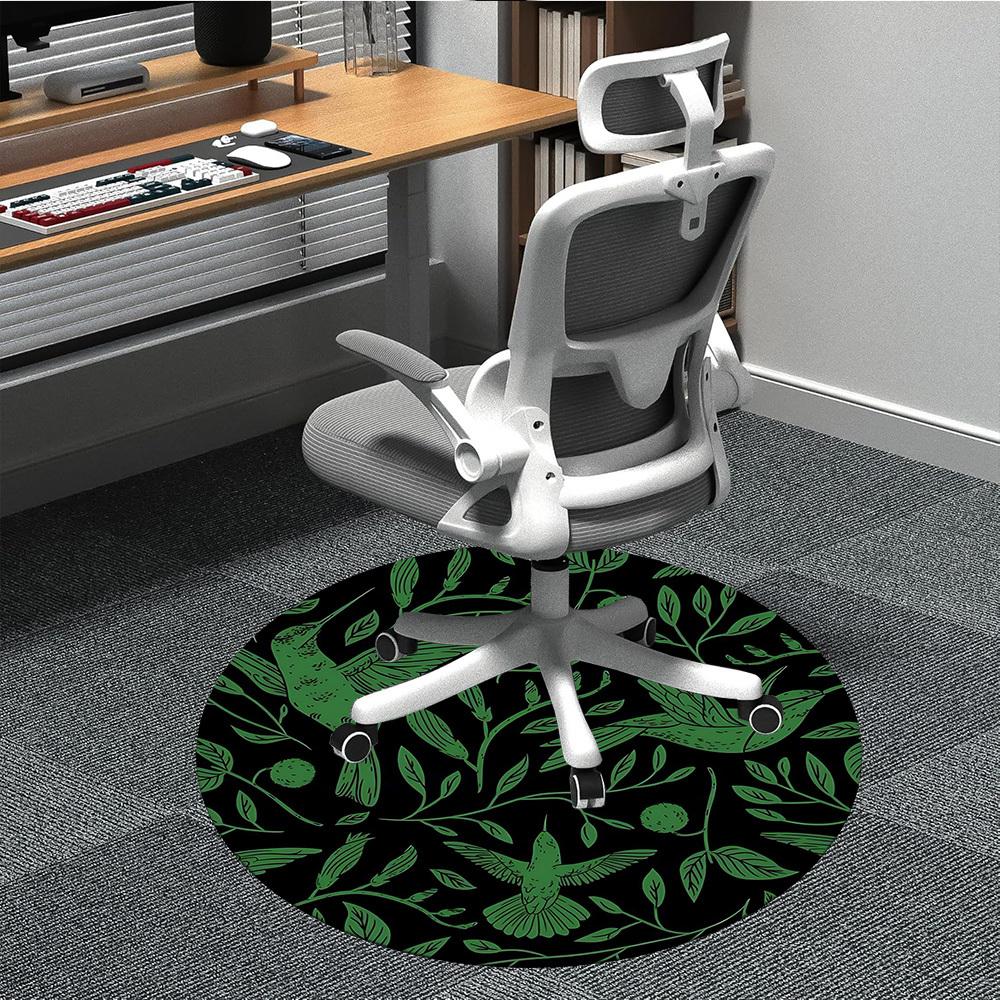 1PC Hummingbirds Botanical Pattern Office Round Area Rug, Mat Suitable For Office, Under Office Chairs Bedroom Living Room Home Decor, Room Deco