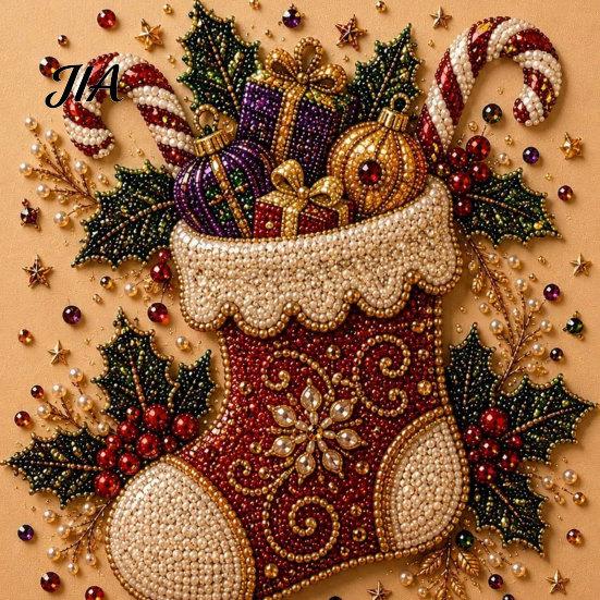 Creative Hobby Kits Christmas Faux Pearl Art Kit, Tree Wreath Painting DIY Kids Holiday Gifts Sparkling Diamond Craft Kit for Adults, Wall Decor Gem