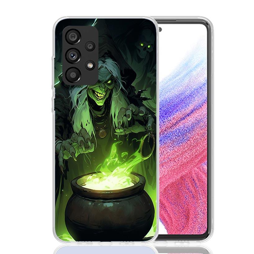 Halloween Moon Witch Horror Phone Case For Samsung Galaxy A17 A16 A14 A15 A13 A57 A56 A54 A55 A53 A37 A36 A34 A35 A33 A26 A24 A2
