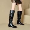 Belt Buckle Autumn And Winter Women'S Boots Tall Knight Boots Pointed Thick Medium Heel Roman Boots 32-48 Boots