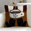 classic art theme Coffee Illustration Cushion Cover Soft  EasyWash Pillow Case  Versatile for Couch Bed Travel and Office